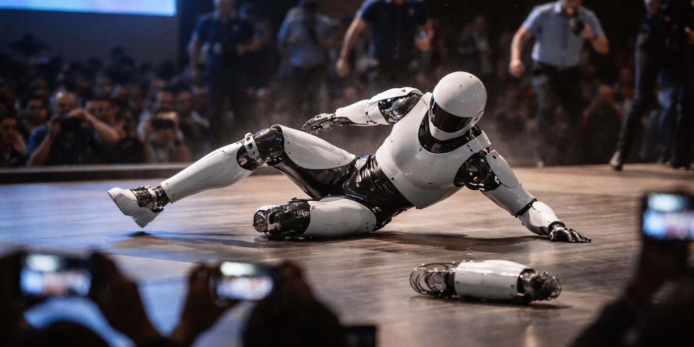 Unitree H2-X Humanoid Loses a Lower Leg in Live Side-Flip Demo